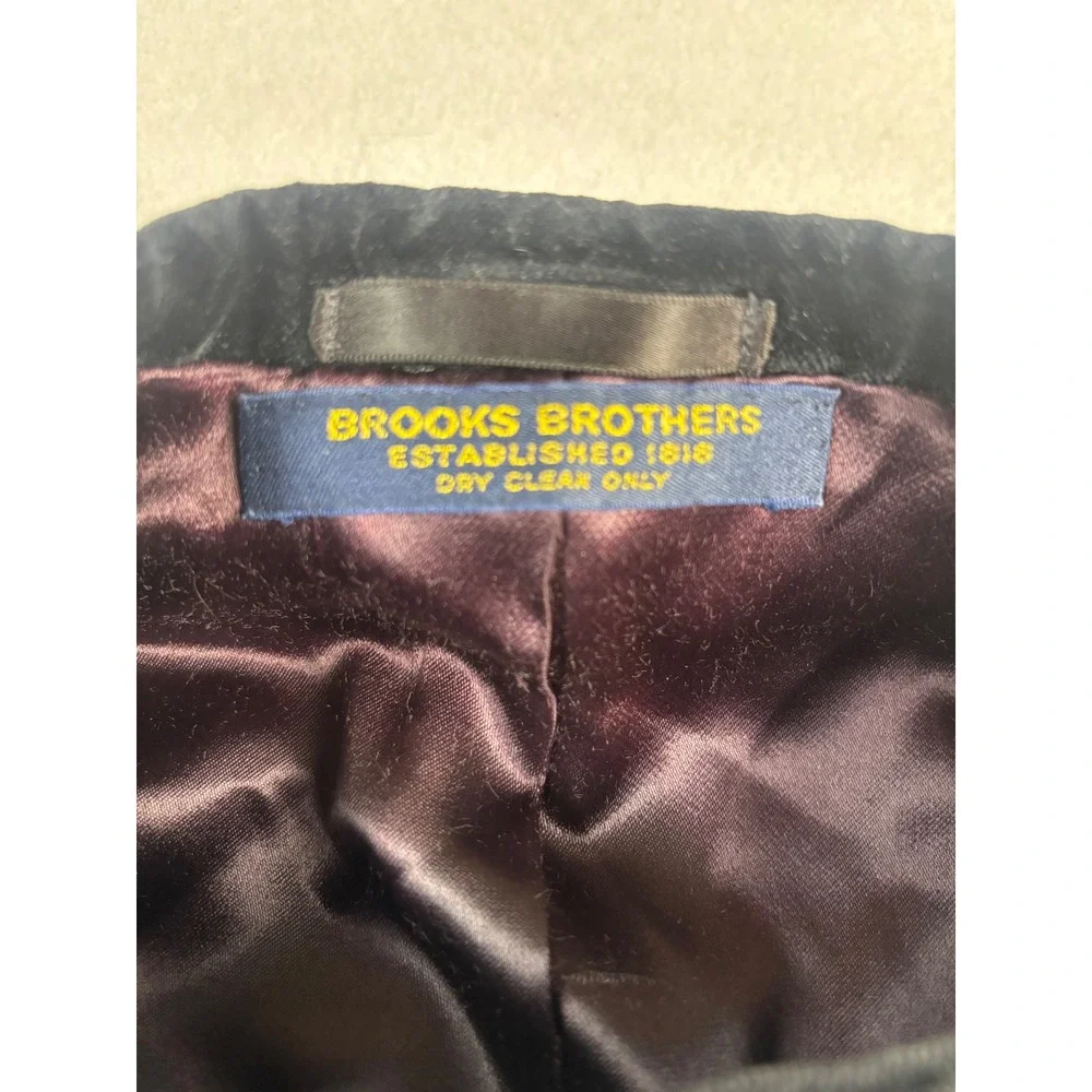 Brooks Brothers Mens Black Wool Velvet Collar Chesterfield Overcoat Size 45R